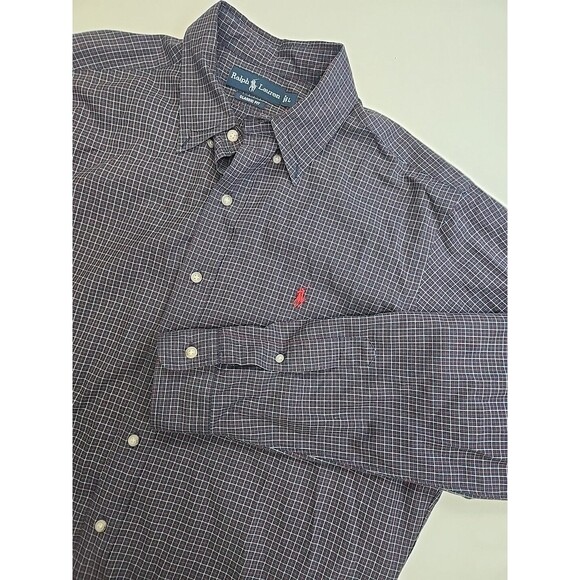 Ralph Lauren Men's Large Classic Fit Long Sleeve Button Down Blue‎ Red Check - Picture 1 of 8